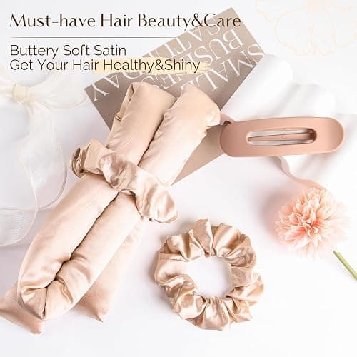 Yanibest Satin Heatless Curler Set, Overnight Hair Curler to Sleep in, No Heat Curling Rods, with Satin Scrunchies and Clip thumbnail 2