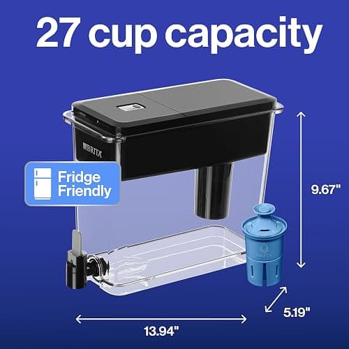 Brita Water Dispenser, UltraMax Elite Filter, Removes 99% of Lead, Includes 1 Filter, 27-Cup Capacity, Black thumbnail 10
