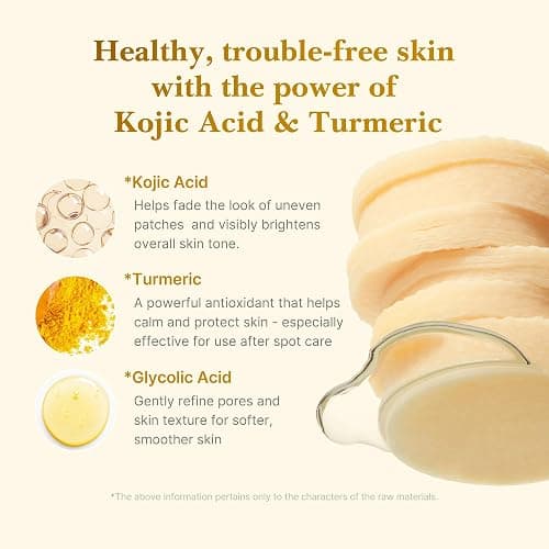 medicube Kojic Acid Turmeric Clarifying Toner Pad for Troubled Skin & Use After Spot Care, Soothing & Calming with Kojic Acid, Turmeric, Niacinamide & Glycolic Acid, Korean Skin Care, 70 Pads, 1 Pack thumbnail 3