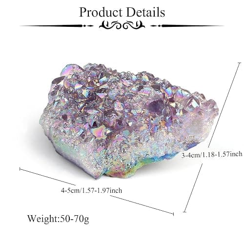 ZHIYUXI Angel Aura Amethyst Crystal Clusters Geode Titanium Bonded Amethyst Crystal Gem Stones Crystals and Stones Natural Rock Raw Stone Energy Balance Reiki Decor 1Pc 50-70g thumbnail 6