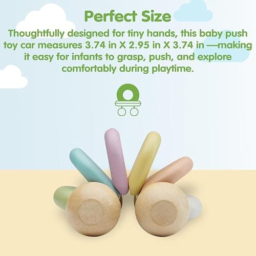 PlanToys® Wooden Baby Push Toy Car | Montessori Toy for Infants | Wooden Baby Toy with Flexible Body | Sensory & Motor Skill Development Toy for 6+ Months thumbnail 3