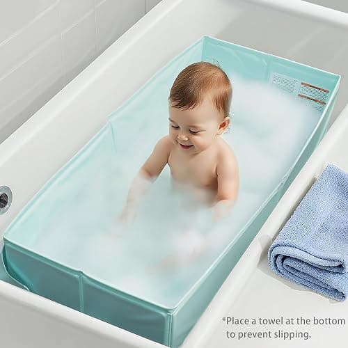 Bella’s Friends Baby Collapsible Bathtub, Travel Bath Tub for Baby, Foldable and Portable, Easy Storage, Reinforced Structure, Lightweight, Travel Essentials for 6M-3Y Infant Toddler, Green thumbnail 2