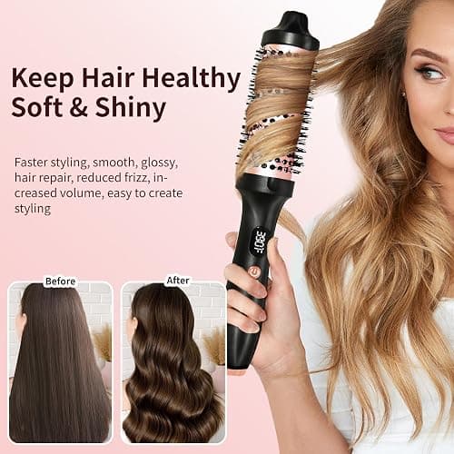 Thermal Brush, Heated Round Brush, Negative lon Heated Curling Brush 1.5 Inch, 3 Temp Settings,15s Heating, Dual Voltage Rose Gold Update Ceramic Tourmaline thumbnail 2