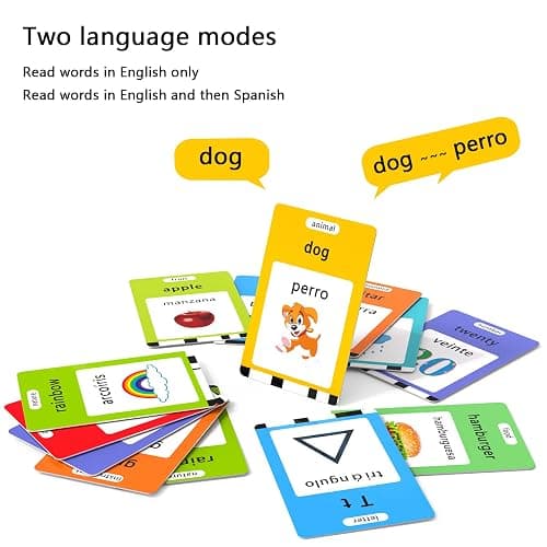 Lapare Spanish and English Bilingual Audible Flash Cards Toy with Music, Learn Spanish and English for Kids, Niñas, Niños, Bebes thumbnail 2