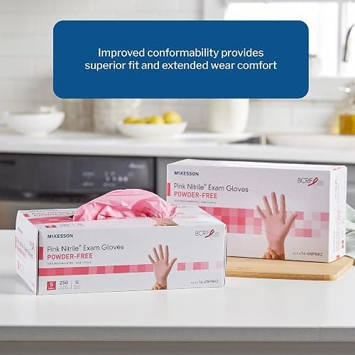 McKesson Pink Nitrile Disposable Nitrile Exam Glove Standard Cuff Length thumbnail 2