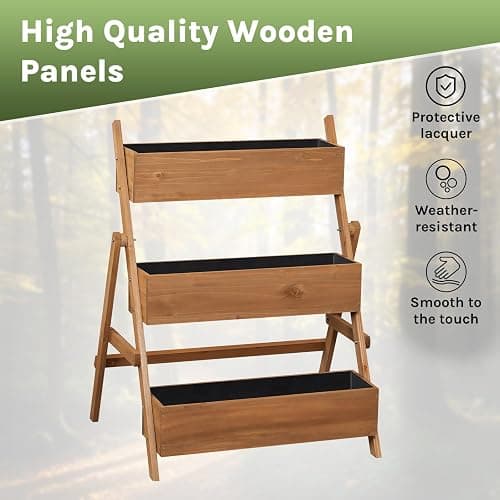 WOLTU Jardinière Surélevée, Étagère Escalier pour Plantes à 2/3 Niveaux avec Boîtes à Fleurs, pour Terrasse Balcon Jardin Intérieur Extérieur, 80x62x100 cm, en Bois, Marron thumbnail 7