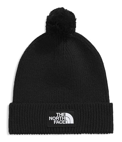 THE NORTH FACE TNF Logo Box Pom Beanie | Classic Fit, Cuffed Winter Hat for Men & Women, Soft Rib Knit Fabric & Woven Logo - Image 1