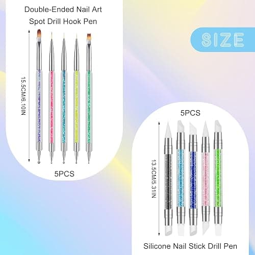 JOELELI 10PCS Nail Art Brushes Set, Double-Ended Detailing & Dotting Pens for UV Gel & Acrylic Nail Designs, Nail Art Tools for Women and Girls, Home Salon Accessories thumbnail 6