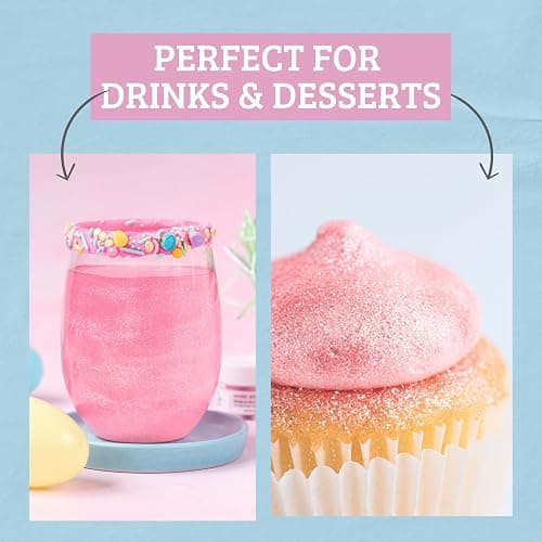 Sweets Indeed Pink Edible Glitter – Valentines Day Food-Grade Drink & Baking Shimmer for Cocktails, Beverages, Cakes & Desserts – 4 gram jar thumbnail 3