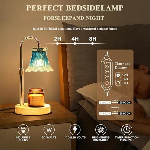 GEEZO Fragrance Candle Warmer Lamp，Electric Candle Warmer with Timer & Dimmer，Mom Christmas Birthday Gifts for Women, House Warming Gifts New Home Bedroom Decor thumbnail 5