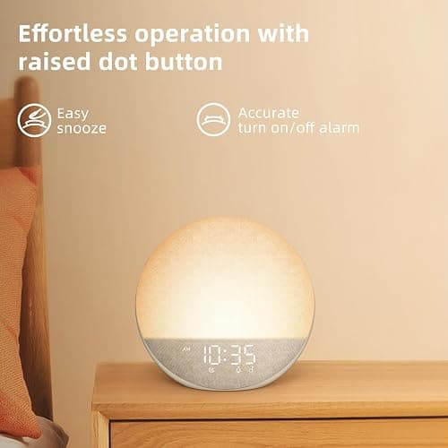 Sunrise Alarm Clock White Noise Machine: Natural Wake Up Light - Dimmable Clock with Bluetooth Speaker for Bedroom - 25 Sleep Sounds for Baby Adults Kids Putty thumbnail 7