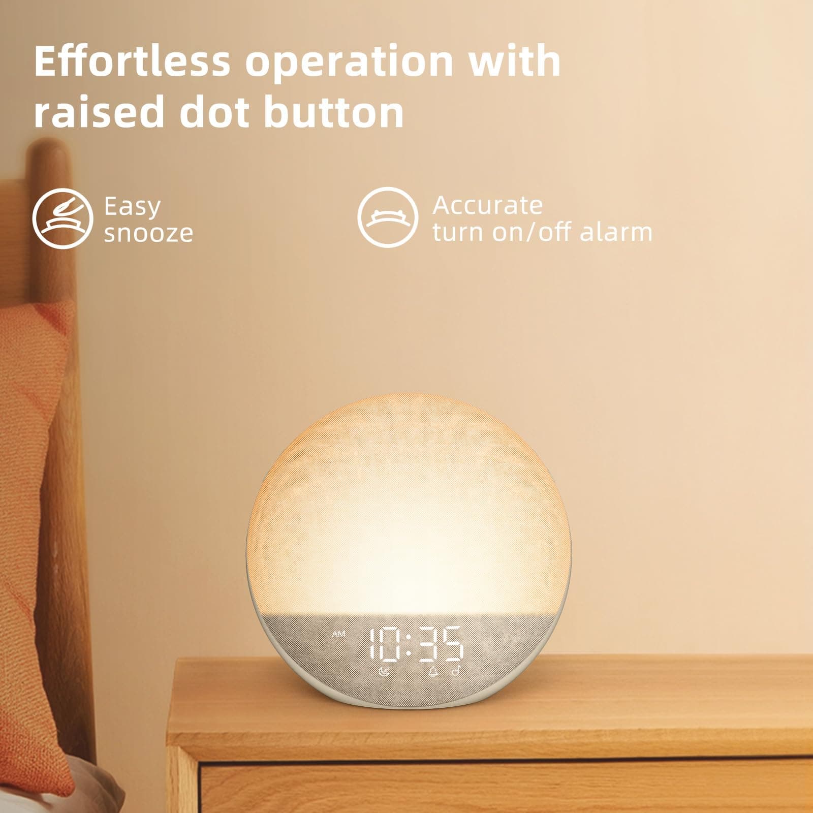 Sunrise Alarm Clock White Noise Machine: Natural Wake Up Light - Dimmable Clock with Bluetooth Speaker for Bedroom - 25 Sleep Sounds for Baby Adults Kids Putty thumbnail 7