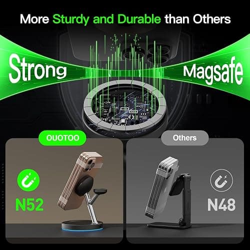 3 in 1 Mag-Safe Wireless Charger Stand for iPhone Apple Watch AirPods | Adjustable Blue Ambient Light,15W Magnetic Charging Station for iPhone 17 16 15 14 13 12 Series wireless charging station thumbnail 8