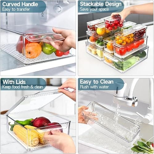IVODEELA 14 Pack Fridge Organisers with Lids thumbnail 5