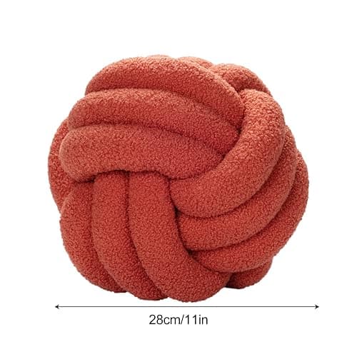 RENXR Knot Pillow Round Ball Cushion, 11in Lamb Wool Knot Ball Pillow Home Decor Cushion Handmade Knotted Throw Pillow for Couch Bed Car Office thumbnail 3