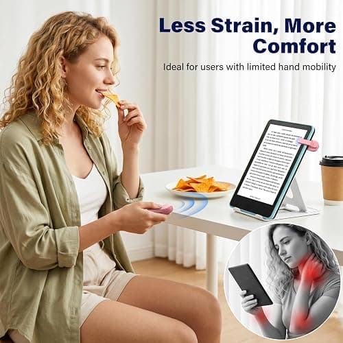 DATAFY [Case-Friendly] Page Turner for Kindle Paperwhite Oasis Kobo eReaders, Camera Camcorder Remote Controls, Page Turner Clicker for ipad Tablets Reading Novels with Wrist Strap Storage Bag thumbnail 2
