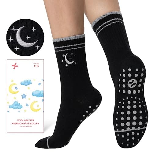 COOLMATE Pilates Socks with Grips for Women, Yoga Socks, Crew Non Slip Women for Barre, Pilates Gifts for Women thumbnail 2