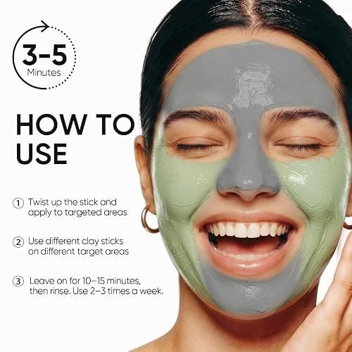SKINTIFIC Clay Mask Stick Set with Alaska Volcanic Clay & Mugwort | Face Mask Set for Deep Pore Cleansing, Oil Control, Soothing and Gentle Exfoliating; Wash-Off Mud Masks for Targeted Care thumbnail 7