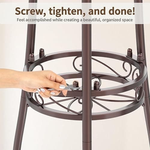 LASZOLA 3 Tier Bronze Metal Plant Stand for Multiple Large Planters Indoor Outdoor Organizer, Heavy Duty Tall Flower Stand for Corner Patio Bathroom Office, Modern Sturdy Vertical Iron Rack, Cat Proof thumbnail 7