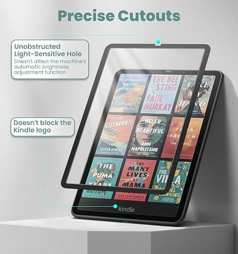 MoKo 2 Pack Screen Protector for 7" Kindle Paperwhite 12th Generation 2024 and Kindle Colorsoft Signature Edition, Anti-Glare Premium PET Protective with Black Frame Matte Screen Protector thumbnail 7