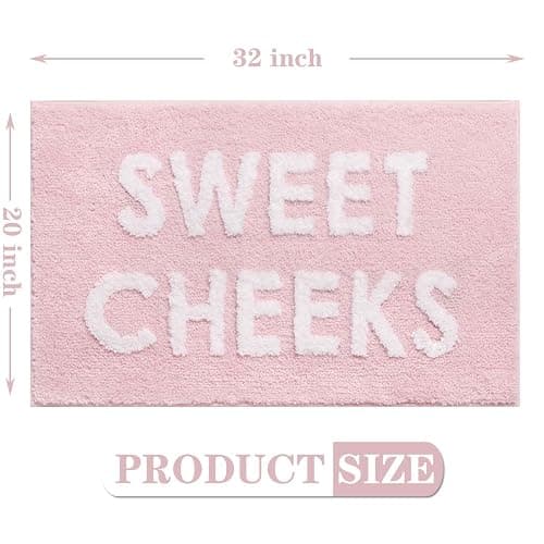 Lokiiy Sweet Cheeks Bath Mat 20"x32", Cute Pink Bathroom Rug Non-Slip, Soft Microfiber Kids Shower Mat, Fun Dorm Bathroom Decor thumbnail 2