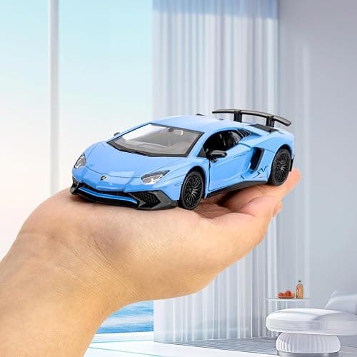 TGRCM-CZ 1/36 Scale Lamborghini Aventador LP700-4 Casting Car Model, Zinc Alloy Toy Car for Kids, Pull Back Vehicles Toy Car for Toddlers Kids Boys Girls Gift (Blue) thumbnail 5