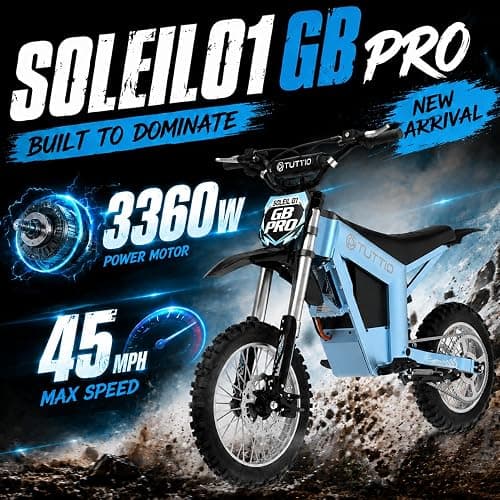 Tuttio Soleil01 GB PRO Electric Dirt Bike for Teens & Adults 45MPH 75Miles | 3360W Electric Motorcycle, 54.6V 27Ah Battery Ebike, Full Hydraulic Brakes and Suspensions Mountain Off-Road E Dirt Bike thumbnail 2