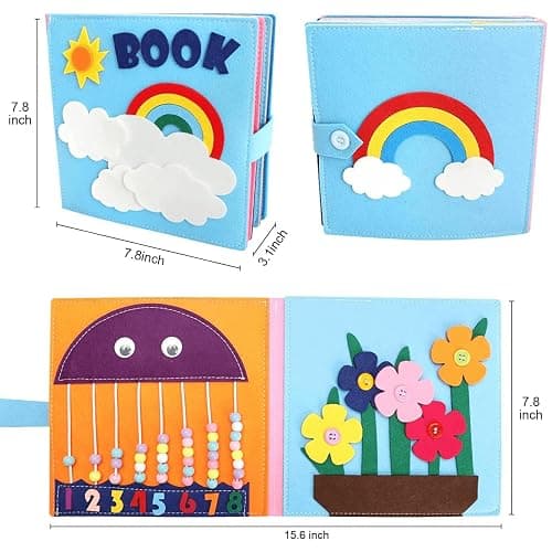 Cobelae Montessori Toys Busy Book for Toddlers, Activity Book for Toddler 1-3, Preschool Learning Activities Develop Fine Motor Skills Educational Sensory Travel Toys for Boys and Girls Gifts thumbnail 2