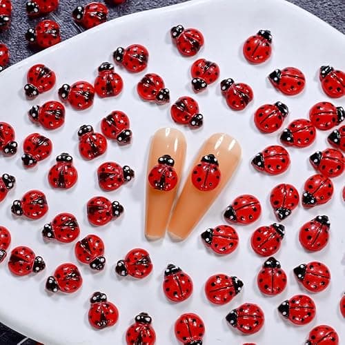 200Pcs Red Ladybug Nail Charms Cute Insect Nail Art Charms 3D Resin Summer Ladybug Nails Rhinestones Colorful Ladybug Design Nail Decorations Small Ladybug Nail Gems for Women Manicure Decor DIY Craft thumbnail 3