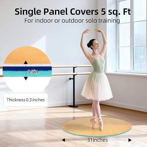 Tristcily 8mm Marley Dance Floor, 31-inch Non-Slip Portable Wood Grain PVC Dance mat with a Smooth Surface for Ballet, Jazz and pop Dance, Ideal for Home Studios and Outdoor use thumbnail 3