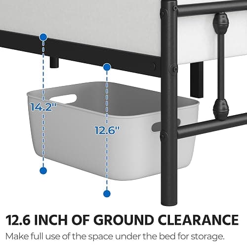 Yaheetech Classic Metal Platform Bed Frame Mattress Foundation with Victorian Style Iron-Art Headboard/Footboard/Under Bed Storage/No Box Spring Needed/Twin Size Black thumbnail 8