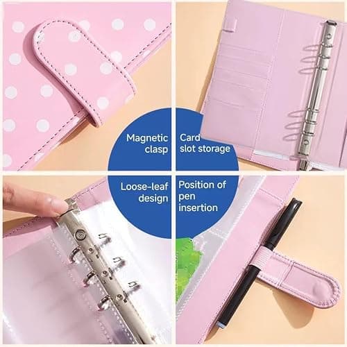  A5 Photocard Binder with 25 Pack 4-Pocket Double Sided Sleeves 6 Ring Photocard Book with 1pcs photocard holder PU Leather Cover Collector for 2x3’’ Album Cards Trading Card (Pink) thumbnail 5