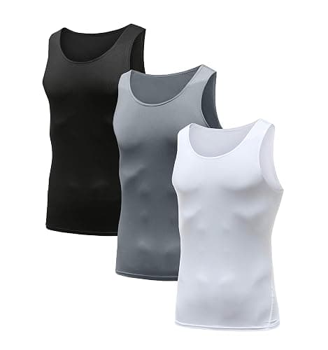 HIBETY Men's 3 or 5 Pack Sleeveless Compression Tank Top, Base Layer Cool Dry Compression Shirts Muscle Gym Tank Tops - Image 1