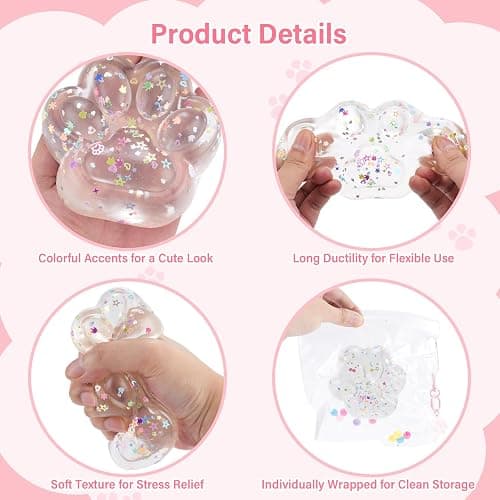 AONSOULE 1Pc Cat Paw Squishy Toys – 4 Inch Large Soft Cat Paw Squeeze Toy, Cute Squishy Toy, Quick Rebound Squishies, Individually Packed Funny Gifts for Children Adults Party Favors thumbnail 4