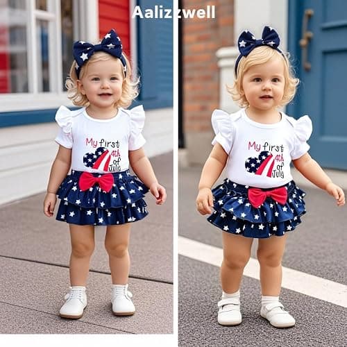 Aalizzwell Infant Baby Girls 4th of July Clothes thumbnail 2
