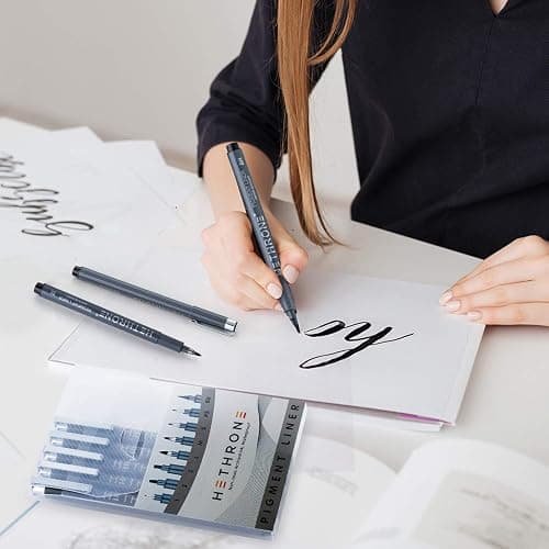 Hethrone Penne Calligrafiche, penne per scrivere a mano e set di calligrafia nera per principianti, Scrittura, Firma, Disegno e Illustrazione (8 dimensioni) thumbnail 5