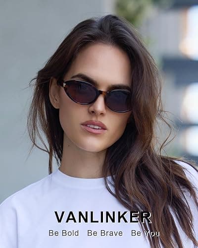 VANLINKER Polarized Retro Oval Sunglasses for Women Men Small Face Vintage 90s Shades VL9850 thumbnail 3