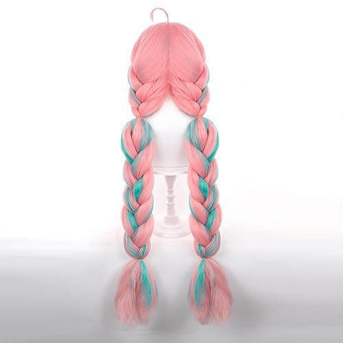 Aadesso Varesa cosplay wig for game genshin easy to style Cyan mixed with pink thumbnail 6