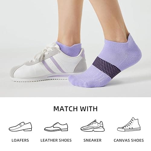 FITRELL 5-6 Pairs Ankle Running Socks for Women Athletic Cushioned Low Cut Tab Sports Socks thumbnail 8