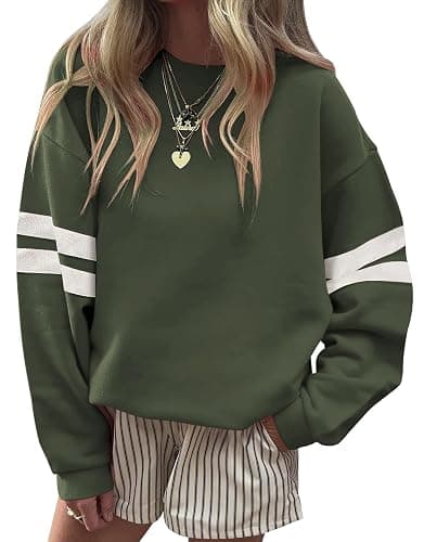 Femfady Womens Sweatshirt Fall Crewneck Striped Long Sleeve Pullover Casual Cute Sweatshirts - Image 1