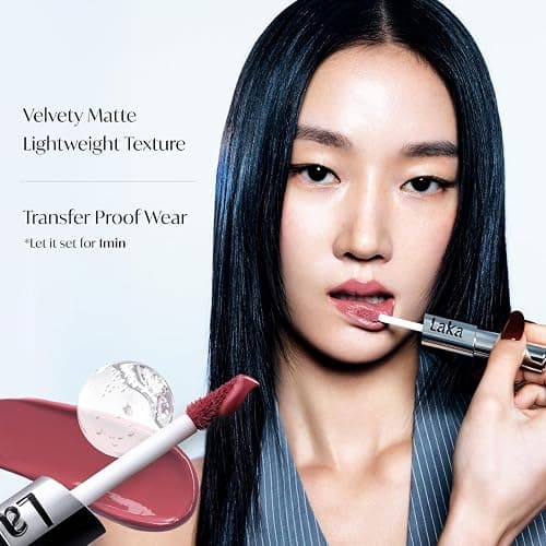 Laka Perfect Twin Lip - Dual-Ended Matte Liquid Lipstick & Clear Gloss | Transfer Proof Color | High Pigmented Lightweight Non-Sticky | Korean Makeup | #902 Busy Coral (Soft Coral Pink), 0.31oz thumbnail 4