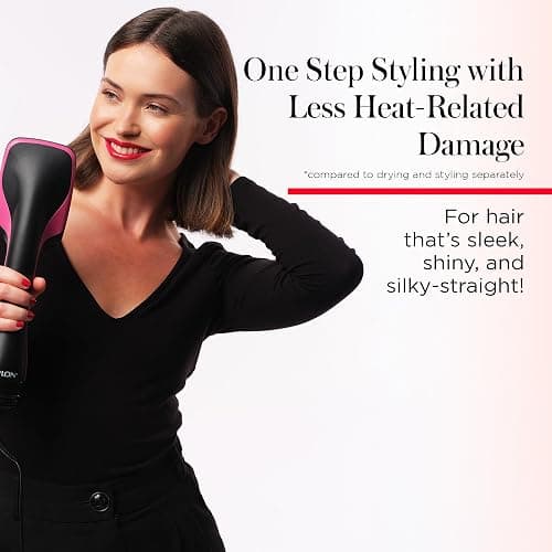REVLON One-Step Straightening Brush Hair Dryer and Styler | Dries, Straightens and Detangles Hair, Ionic Technology Reduces Frizz for Sleek, Shiny Results, 3 Heat Settings thumbnail 4