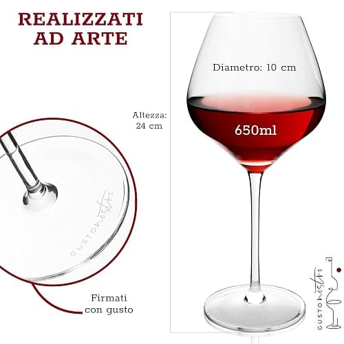 Gusto Nostro Crystal Wine Glasses Set of 4, 22 Oz Long Stem Modern Wine Glasses for White and Red Wine, Dishwasher Safe, Fancy, Elegant, Large and Tall Wine Glass for Wedding Christmas Anniversary thumbnail 7