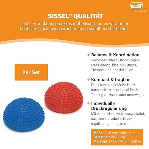 SISSEL Spiky Dome 2er Set | Balance Kissen | Balance Pad für Koordination | Sitzkissen für Training & Therapie | Zur Anwendung einer Fußmassage & Fitness | Belastbar bis 80 kg | Gleichgewichtstrainer thumbnail 4