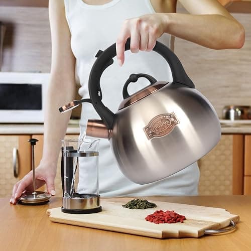 3.1 Quart Teal Whistling Tea Kettle for Stove Top, Food Grade Stainless Steel thumbnail 7