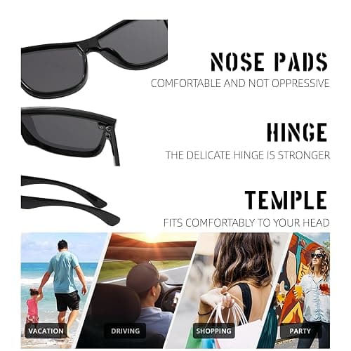 swanoble UV400 Rimless One-Piece Lens Reflective Sunglasses - Colored Mirrored Sun Glasses for Men & Women (2 Pack) thumbnail 7