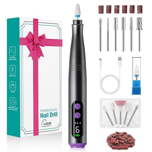 Fofile Fresa per Unghie Professionale 20000 Giri/min, Lima per Unghie Elettrica 12 in 1 con Display LCD, 9 Velocità Regolabili, Micromotore Unghie Ricaricabile per Manicure e Pedicure - Image 1