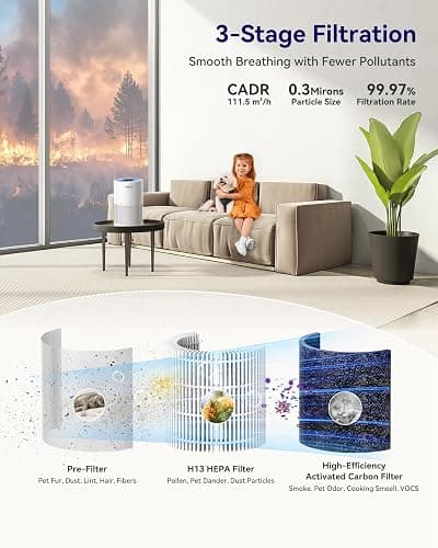 Air Purifiers for Bedroom Home Pets 1200 Ft², Tailulu H13 True HEPA Air Filter Portable Air Purifier  thumbnail 2