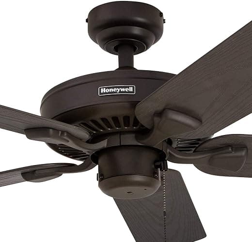 Honeywell Ceiling Fans Belmar 52 Inch Ceiling Fan Without Light, Outdoor Ceiling Fan with Pull Chain, Tri-Mount Traditional 5 Blade Design, ETL Wet Rated, Bronze (50199-01) thumbnail 6