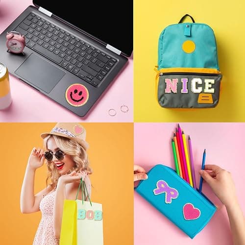 GAMYPET Chenille Letter Patches Self Adhesive Stickers for DIY – 136 Pcs Fuzzy Cute Varsity Patches Embroidery Jackets, Jeans Patches Gift Bag Decoration thumbnail 6